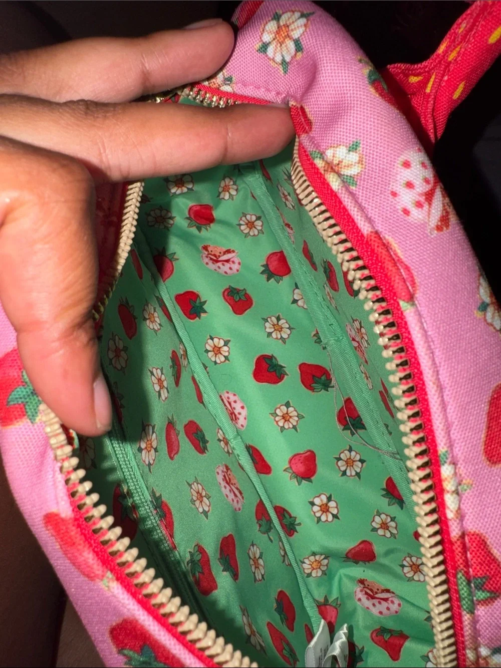 Women’s Pink Strawberry Shortcake Bow Crossbody Bag